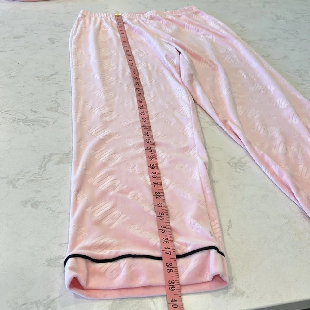 Juicy Couture Pink Polyester Button Down Blend Pajama Set Women’s Large